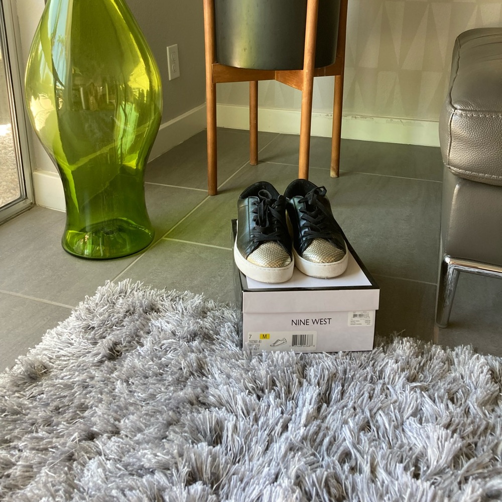 NINE WEST black and gold sneakers